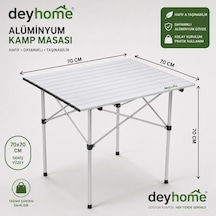 Katlanabilir Alüminyum Kamp Masası 70x70x70 Cm Gümüş Genel