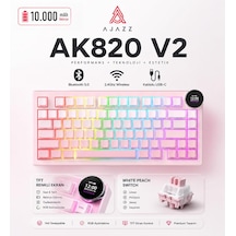 Ajazz Ak820 V2 White Peach Switch Kablosuz Manyetik Oyuncu Klavyesi 8k Hz 0.01mm Rt 0.125ms Gecikme Tft Ekran 10000mah Rgb Bluetooth 5.0 2.4ghz Usb-c Ak820 V2 - White Pink