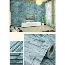 Zhlhome Mavi Tuğla 3d Duvar Kağıdı 3 Metre