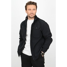 Erkek Regular Krinkıl Kumaş Yağmurluk Mont Siyah Edw082-siyah Siyah