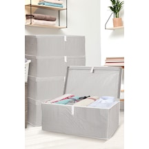 5'li Kapaklı Çok Amaçlı Hurç Saklama Kutusu Organizer Mega Plus 70 X 40 X 30 Cm Gri Gri