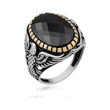 Vgd Gumush Gümüş Kesme Taşlı Kartal Figürlü Erkek Yüzük