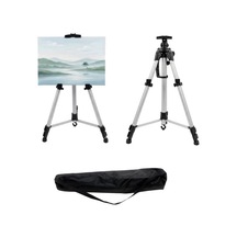 Katlanabilir Alüminyum Tripod Şövale - Kollu Yükseklik Ayarlı, Su Terazili, Pusulalı, Gümüş