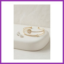 Bezos Gold Renk Zirkon Taşlı Kadın Bileklik Bty