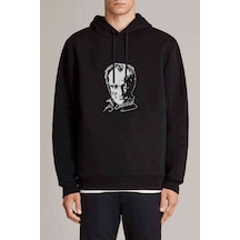 Atatürk 23 Nisan Baskılı Siyah Erkek Örme Kapşonlu Sweatshirt