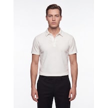 Efor Slim Fit Pamuklu Kıvrılmaz Polo Yaka Ekru Tişört Ts 928
