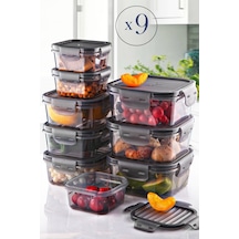 KitchenLife 9'lu Tam Vakumlu Kilitlli Erzak Saklama Kabı Seti -hava Geçirmez 400ml X 800ml X 1400ml Sızdırmaz Çok Renkli