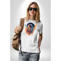Bulutlar Astronot Uzay Unisex Unisex Beyaz Organik Baskılı T-shirt Penye Yüksek Kalite Beyaz