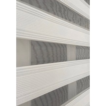 Beyaz Renk Gümüş Sim Detaylı Pliseli Zebra Stor Perde Beyaz - 97252449 Beyaz