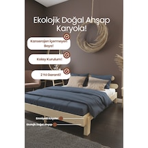 Damla Model 2 Başlıklı Masif Ahşap Karyola Kolay Kurulum Fırınlanmış İthal Sibirya Çamı 140x190 Yatak Uyumlu - Doğal