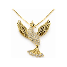 925 Ayar Gümüş Altın Rengi Kaplama Zirkon Taşlı Anka Kuşu Kolye Doğum Günü, Yıldönümü Hediyesi 42 Cm Altın - 818330882 Altın