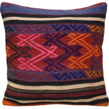 Zehra Abla Halı Yeni El Dokuma Dekoratif Kilim Kırlent Yastık Kılıfı 6792 Çok Renkli
