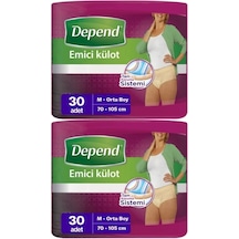 Depend Emici Külot Kadın Hasta Bezi Orta Boy M 2 x 30'Lu