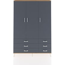 Arges Dolap 5 Raflı 6 Çekmeceli Tek Askılı 132x30x195 Çam-antrasit/antrasit Antrasıt/antrasıt