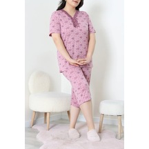 Modi Model Büyük Beden Kapri Pijama Takımı Gül - 774.1287. AÇIK KIRMIZI