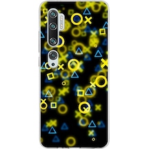 Xiaomi Mi Note 10 Uyumlu Kapak Semboller Tasarımlı Şeffaf Silikon Kılıf Şeffaf