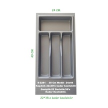 S-2281-g Çekmece Içi Plastik Kaşıklık Gri En:24-22 D:49-38 Cm Arası Kesilir 4 Göz Gri