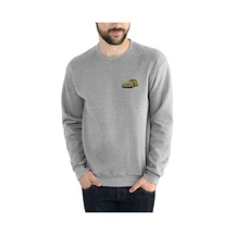 Sarı Vosvos Tosbağa Göğüs Baskılı Gri Erkek Örme Sweatshirt