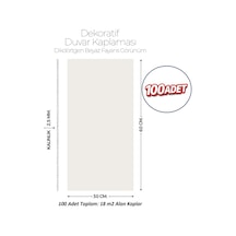 30x60 Cm Kendinden Yapışkanlı Duvar,banyo,tezgah Arası Kırık Beyaz Desen-100 Adet 8811-100