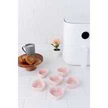 Onikiden SL11 Tüm Hava Fritözleriyle Uyumlu Airfryer Silikon Kalp Muffin Kek Kalıbı 6'lı