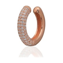 Emılıano Jewellery Silver 925 Ayar Zirkon Taşlı Kıkırdak Küpe Gold - Gümüş
