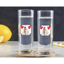 Kişiye Özel Renkli Baskılı İsimli Fotoğraflı İkili Vodka Bardağı-31 Çok Renkli