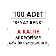 100 Adet Mikrofiber Gözlük Temizleme Bezi A Kalite Beyaz Renk