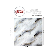 60x60 Cm Kendinden Yapışkanlı Duvar,banyo,tezgah Arası Gri-siyah Mermer-6 Adet 1135-60-6