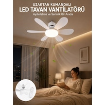 Led Aydınlatmalı Tavan Vantilatörü Güçlü Hava Sirkülasyonu Sağlayan Sessiz Motorlu Uzaktan Kumandalı - Lisinya