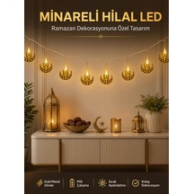 Dekoratif Minareli Hilal Led Işık Metal Gövdeli Ramazan Aydınlatma Çokrenkli