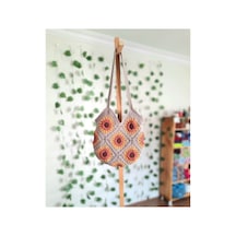 Melonndesign El Yapımı Örgü Ayçiçeği Motif Çanta Çok renkli