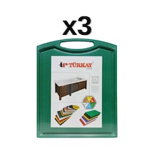 3'lü Türkay 32.5x26.5x2 Cm Saplı-oluklu Polietilen Kesme Tahtası Kesim Levhası Yeşil 1244