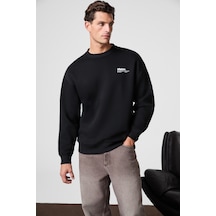 Ernest Erkek Organik Pamuklu Yumuşacık Baskı Detaylı Bisiklet Yaka İçi Polarlı Siyah Sweatshirt Ernest Erkek Organik Pamuklu Yumuşacık Baskı Detaylı Bisiklet Yaka İçi Polarlı Siyah Sweatshirt