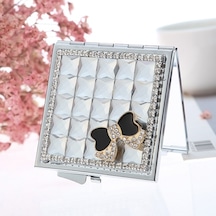 Sones El Yapımı Elmas Mini Katlanır Kozmetik Aynası Taşınabilir Ayna Çift Taraflı Mücevher Yay Şeffaf Kristal