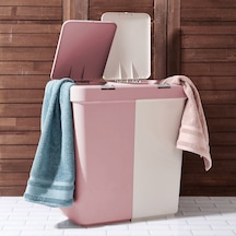 Duo Laundry Çamaşır Sepeti - Pembe / Beyaz - 80 Lt Çok Renkli