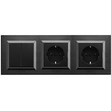 Ovivo Quantum Siyah 3'lü Set Komütatör, Topraklı Priz Ve Topraklı