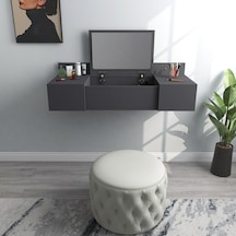 Arnetti Zakkum Aynalı 2 Raflı Dekoratif Makyaj Masası Antrasit