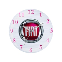 Fiat Logolu Çap 30cm Sessiz Akar Bombeli Gerçek Cam Duvar Saati Çok Renkli