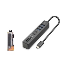 Hadron Hdx7061 İetop Type-c Hub 5gbps 2x Usb-c 3.2+3x Usb-a 3.2+sd+microsd 7 Port Kart Okuyucu Siyah