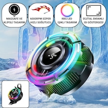 Polham Magsafe Ve Klipsli Rgb Led Süper Soğutucu 6000rpm Ultra Hızlı Fan Dijital Ekranlı Isı Göstergeli