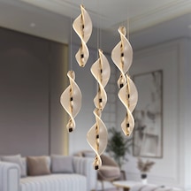 Gupse 6 Lı Yuvarlak 95 Watt Ledli Modern Tasarım Oturma Odası Salon Avize Gold