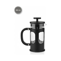 Arow 350 Ml Borosilikat Cam French Press - Filtre Kahve Ve Bitki Çayı Demleyici - Siyah Siyah