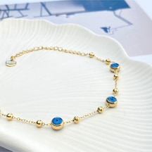 Nazar Bileklik Dorika Geçişli Yüksek Kalite 316 L Çelik Gold 16+5 Cm Gold