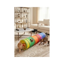 Katlanabilir Gökkuşağı Düz Kedi Oyun Tüneli 120 Cm X 25 Cm