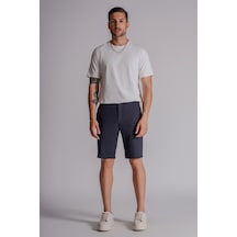 Braccas Erkek Yandan Cepli Klasik Bel Slim Fit Chino Şort Lacivert Lacivert