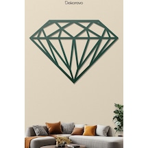 Elmas Geometrik Metal Duvar Tablosu - Metal Duvar Sanatı - Yosun Yeşili - 35 X 50 Cm Yeşil