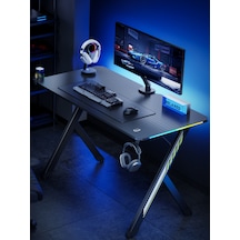 Rgb Işıklı Oyuncu Masası 120x60 Cm Kulaklık Ve Bardaklık