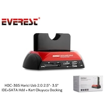 Everest HDC-385 2.5"-3.5" Ide Sata Usb 2.0 Harddisk Hdd Kutusu + Kart Okuyusu + Docking Statıon
