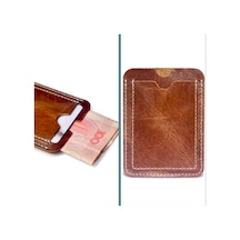 Omeniv Deri El Yapım Vintage Tarz Para Kredi Kartı Cüzdanı Cüzdan Kahverengi