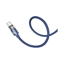 Ca-5586 100w Typ-c To Typ-c Şeffaf Şarj Işıklı Kablo 1.6m Mavi